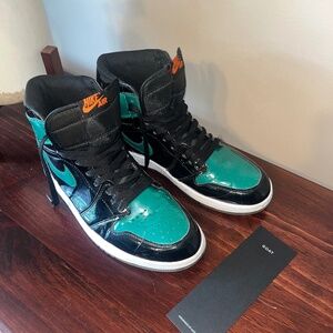 SoleFly x Jordan 1 Retro High Sneakers Patent Art Basel Miami Black 9.5 orange